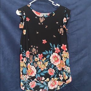 Black Blouse- Floral